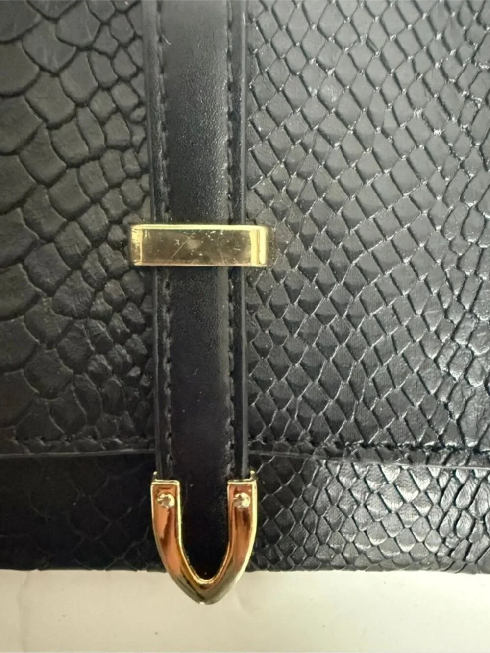Nygaard Black Snakeskin Embossed Wallet Wristlet Clutch Gold Hardware
